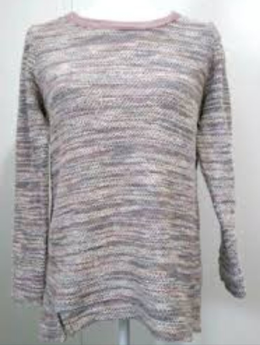 Sundance Multicolor Marled Crewneck Sweater with Pink Trim